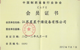 Certificate of Membership of China Pharmaceutical Equipment Industry Association (CPEIA)